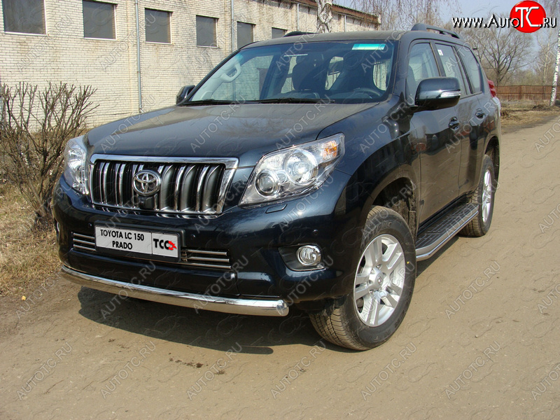 24 099 р. Защита переднего бампера нижняя 75*42 мм ТСС Тюнинг Toyota Land Cruiser Prado J150 дорестайлинг (2009-2013) (нержавейка)  с доставкой в г. Москва