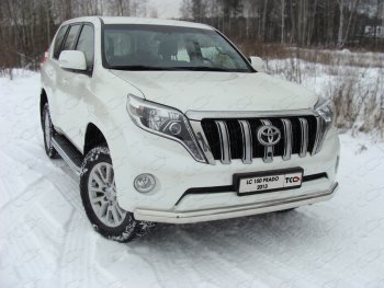 28 299 р. Защита переднего бампера нижняя 75*42 мм ТСС Тюнинг  Toyota Land Cruiser Prado  J150 (2013-2017) 1-ый рестайлинг (нержавейка)  с доставкой в г. Москва. Увеличить фотографию 1