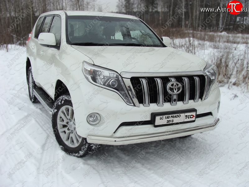 29 999 р. Защита переднего бампера нижняя 75*42 мм ТСС Тюнинг Toyota Land Cruiser Prado J150 1-ый рестайлинг (2013-2017) (нержавейка)  с доставкой в г. Москва