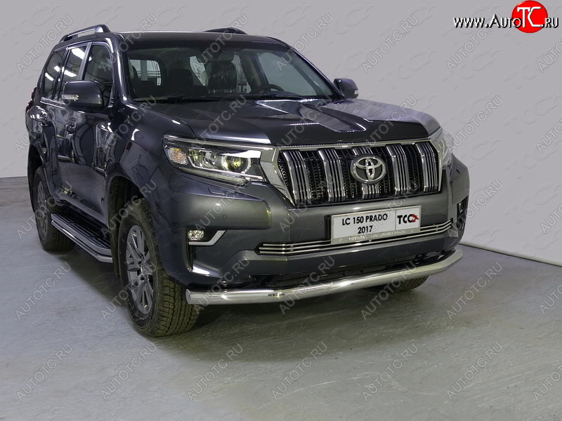 26 499 р. Защита переднего бампера нижняя 76,1 мм ТСС Тюнинг Toyota Land Cruiser Prado J150 2-ой рестайлинг (2017-2020) (нержавейка)  с доставкой в г. Москва