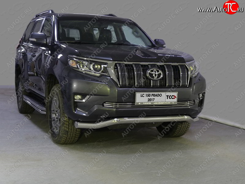 29 599 р. Защита переднего бампера волна d76,1 мм ТСС Тюнинг Toyota Land Cruiser Prado J150 2-ой рестайлинг (2017-2020) (нержавейка)  с доставкой в г. Москва