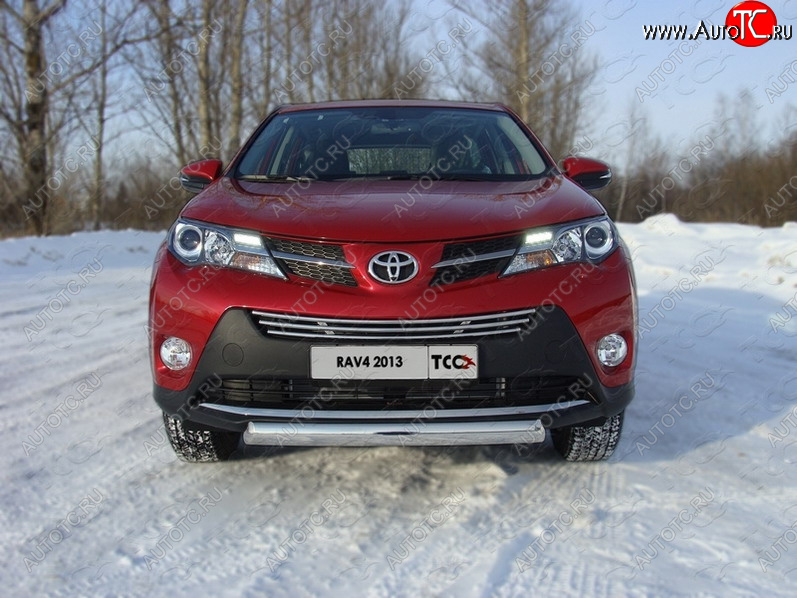 17 899 р. Защита переднего бампера овальная 75х42 мм ТСС тюнинг Toyota RAV4 XA40 5 дв. дорестайлинг (2012-2015) (нержавейка)  с доставкой в г. Москва