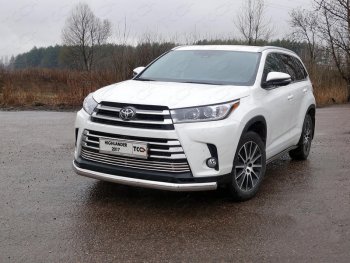 Защита переднего бампера овальная 75х42 мм ТСС Тюнинг Toyota Highlander XU50 рестайлинг (2016-2020)  (нержавейка)