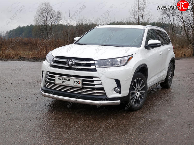 25 999 р. Защита переднего бампера овальная 75х42 мм ТСС Тюнинг Toyota Highlander XU50 рестайлинг (2016-2020) (нержавейка)  с доставкой в г. Москва