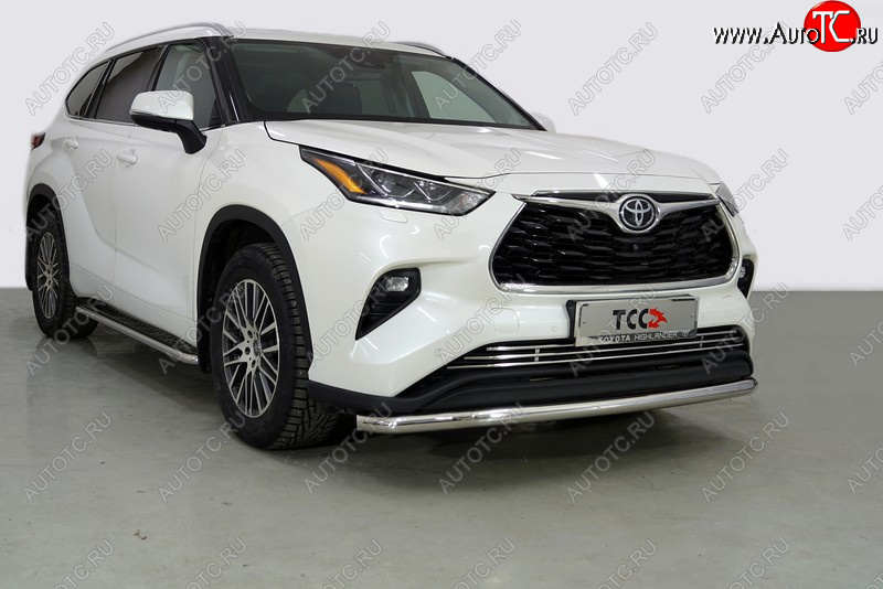 21 599 р. Защита переднего бампера нижняя d60,3 мм ТСС Тюнинг Toyota Highlander XU70 (2020-2024) (нержавейка)  с доставкой в г. Москва