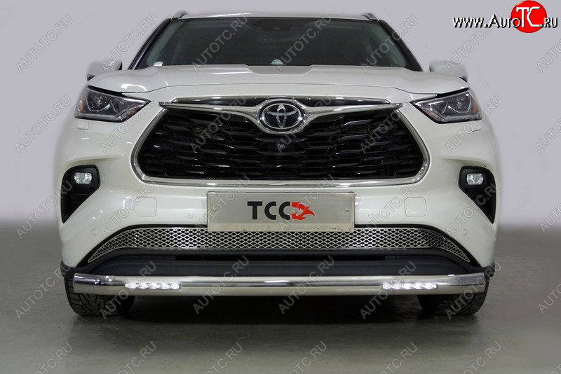 45 999 р. Защита передняя нижняя овальная с ДХО 75х42 мм ТСС Тюнинг  Toyota Highlander  XU70 (2020-2024) (нержавейка)  с доставкой в г. Москва