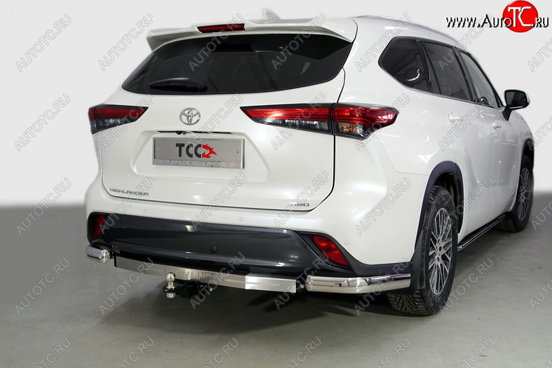 22 949 р. Защита задняя (уголки овальные 75х42 мм) ТСС Тюнинг  Toyota Highlander  XU70 (2020-2024) (уголки овальные)  с доставкой в г. Москва