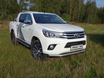 22 599 р. Защита переднего бампера нижняя d76,1 мм ТСС Тюнинг Toyota Hilux AN120 дорестайлинг (2016-2020) (нержавейка)  с доставкой в г. Москва. Увеличить фотографию 1