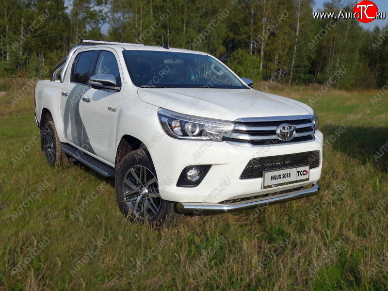 22 599 р. Защита переднего бампера нижняя d76,1 мм ТСС Тюнинг Toyota Hilux AN120 дорестайлинг (2016-2020) (нержавейка)  с доставкой в г. Москва