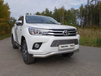 26 699 р. Защита переднего бампера кенгурин 76,1 мм ТСС Тюнинг Toyota Hilux AN120 дорестайлинг (2016-2020)  с доставкой в г. Москва. Увеличить фотографию 1