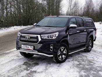 25 999 р. Защита переднего бампера волна d60,3 мм (Exclusive) ТСС Тюнинг Toyota Hilux AN120 1-ый рестайлинг (2017-2020) (нержавейка)  с доставкой в г. Москва. Увеличить фотографию 1