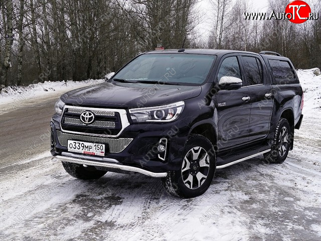 25 999 р. Защита переднего бампера волна d60,3 мм (Exclusive) ТСС Тюнинг Toyota Hilux AN120 1-ый рестайлинг (2017-2020) (нержавейка)  с доставкой в г. Москва