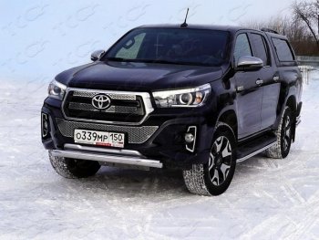 Защита переднего бампера нижняя 76,1 мм ТСС Тюнинг Toyota Hilux AN120 1-ый рестайлинг (2017-2020)