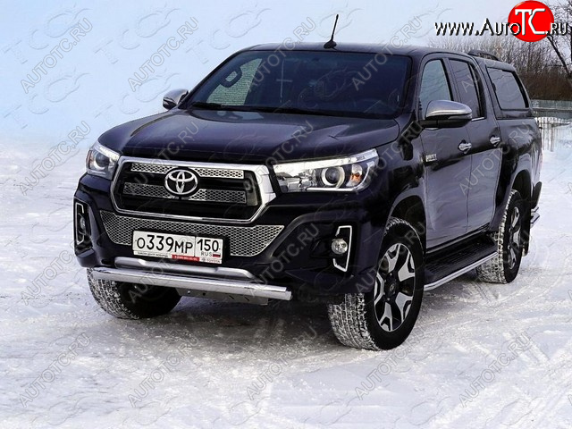 20 499 р. Защита переднего бампера нижняя 76,1 мм ТСС Тюнинг Toyota Hilux AN120 1-ый рестайлинг (2017-2020) (нержавейка)  с доставкой в г. Москва