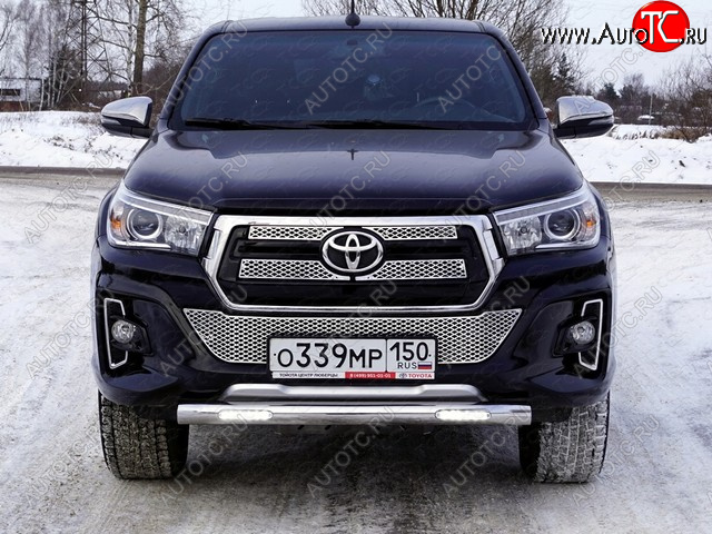 37 999 р. Защита переднего бампера нижняя с ДХО 76,1 мм ТСС Тюнинг  Toyota Hilux  AN120 (2017-2020) 1-ый рестайлинг (нержавейка)  с доставкой в г. Москва