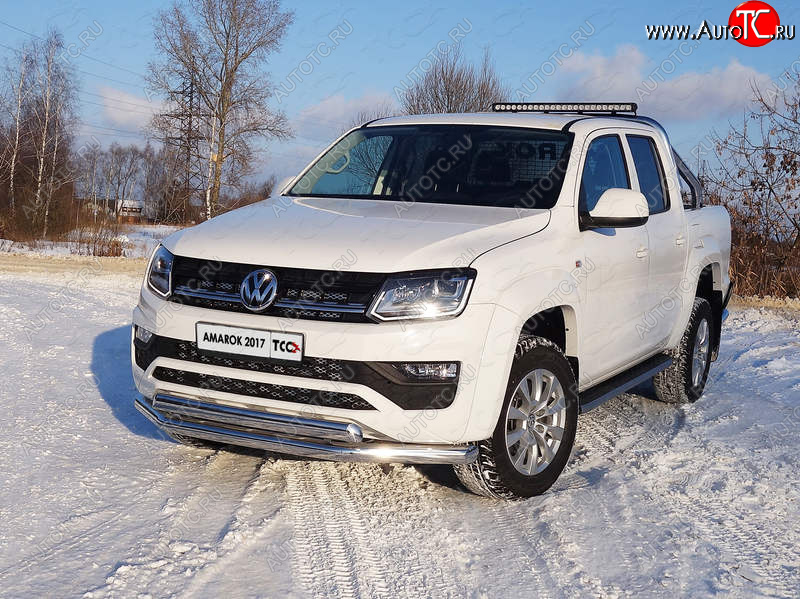 33 999 р. Защита передняя нижняя двойная 76,1*75 мм ТСС Тюнинг  Volkswagen Amarok (2016-2022) рестайлинг (нержавейка)  с доставкой в г. Москва