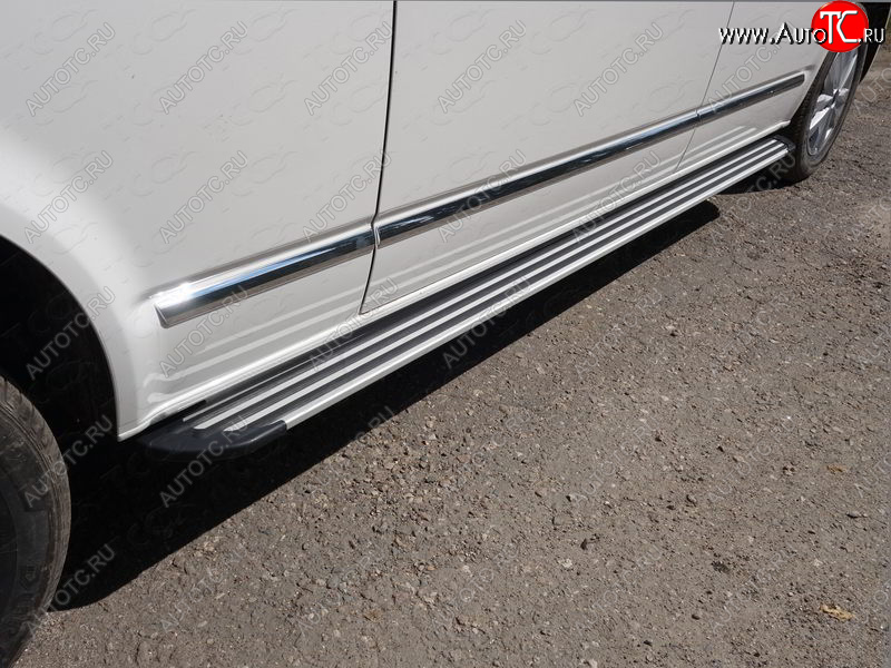 30 899 р. Пороги алюминиевые Slim Line ТСС Тюнинг  Volkswagen Caravelle  T6 (2015-2019) дорестайлинг (Silver)  с доставкой в г. Москва