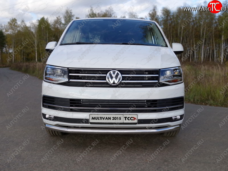 20 599 р. Защита переднего бампера нижняя d60,3 мм ТСС Тюнинг  Volkswagen Multivan  T6 (2016-2019) дорестайлинг (нержавейка)  с доставкой в г. Москва