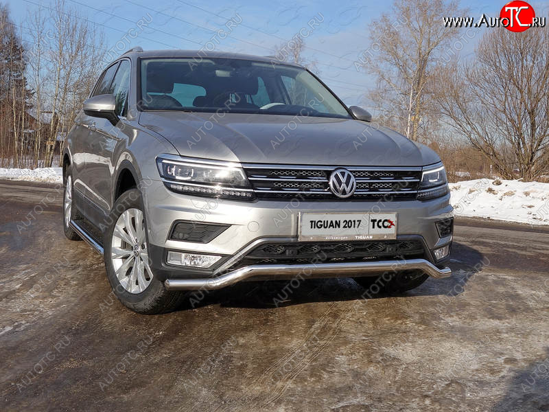 18 699 р. Защита переднего бампера нижняя d60,3 мм ТСС Тюнинг Volkswagen Tiguan Mk2 дорестайлинг (2016-2020) (нержавейка)  с доставкой в г. Москва