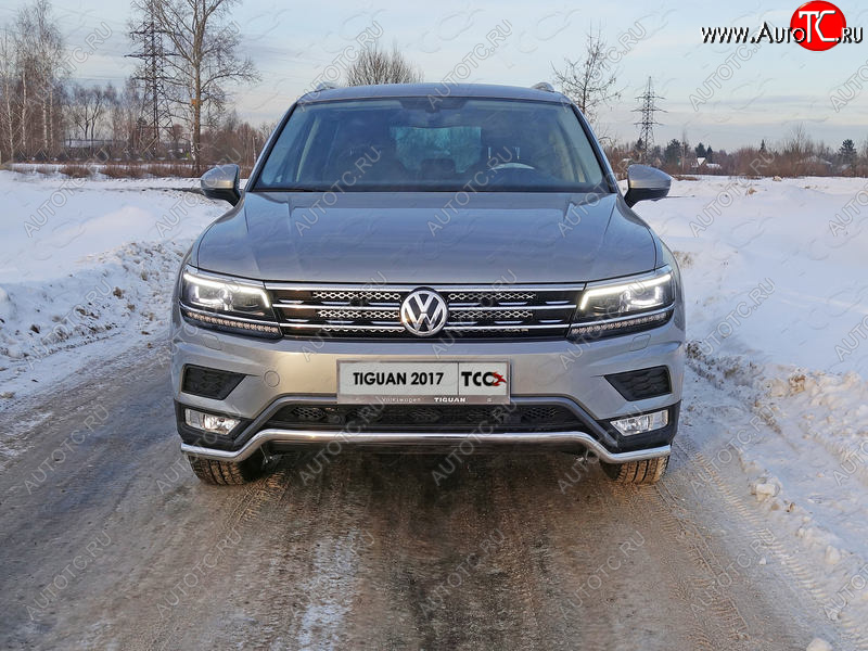 16 549 р. Защита переднего бампера нижняя d42,4 мм ТСС Тюнинг Volkswagen Tiguan Mk2 дорестайлинг (2016-2020) (нержавейка)  с доставкой в г. Москва