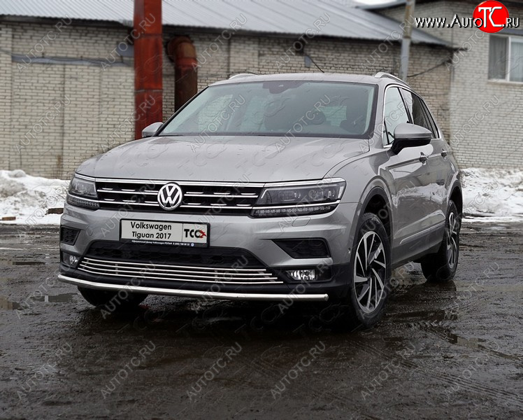 16 999 р. Защита переднего бампера нижняя d42,4 мм ТСС Тюнинг Volkswagen Tiguan Mk2 дорестайлинг (2016-2020) (нержавейка)  с доставкой в г. Москва