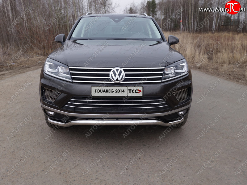 27 999 р. Защита передняя нижняя кенгурин 60,3 мм ТСС Тюнинг  Volkswagen Touareg  NF (2014-2018) рестайлинг (нержавейка)  с доставкой в г. Москва