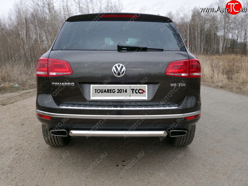 15 549 р. Защита задняя (нержавейка 60,3 мм) ТСС Тюнинг Volkswagen Touareg NF рестайлинг (2014-2018)  с доставкой в г. Москва