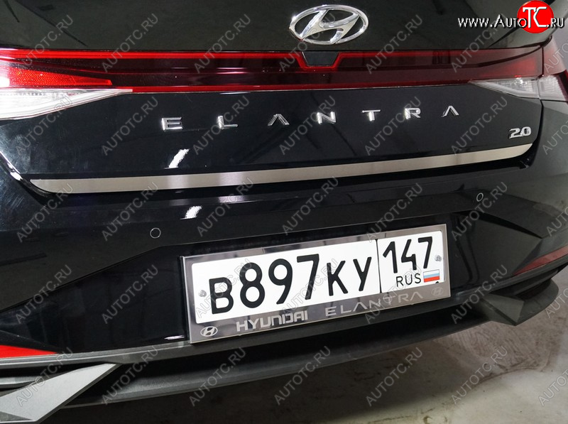 2 099 р. Накладка на заднюю дверь, ТСС Тюнинг  Hyundai Elantra  CN7 (2020-2023) (Лист шлифованный)  с доставкой в г. Москва