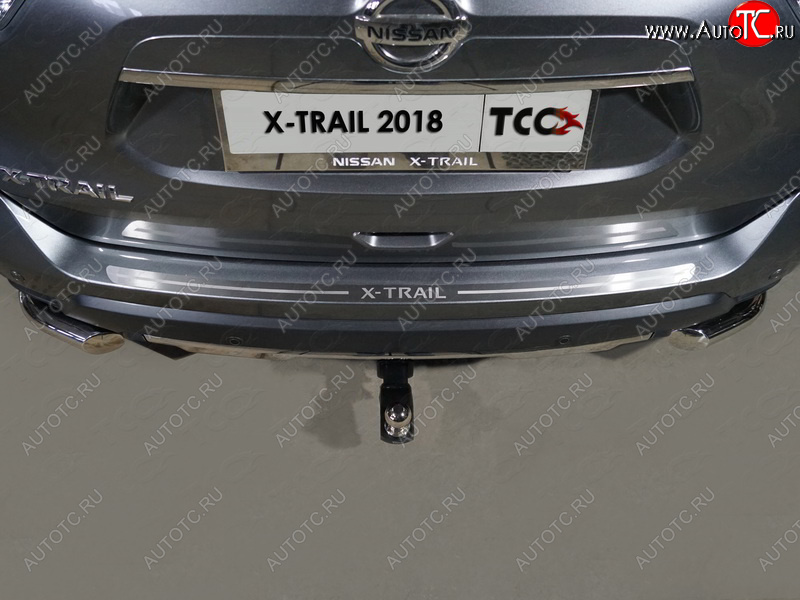 2 579 р. Накладка на задний бампер, ТСС Тюнинг  Nissan X-trail  3 T32 (2017-2022) рестайлинг (лист шлифованный надпись X-Trail)  с доставкой в г. Москва