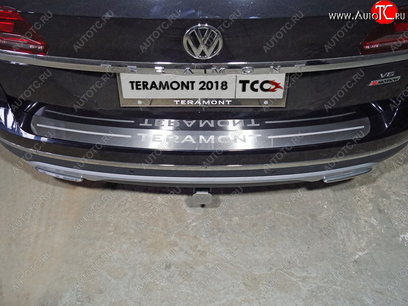 5 349 р. Накладка на задний бампер, ТСС Тюнинг  Volkswagen Teramont  CA1 (2016-2020) дорестайлинг ( лист шлифованный надпись Teramont)  с доставкой в г. Москва