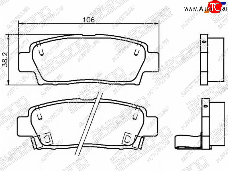 3 199 р. Колодки тормозные зад LH-RH SAT Toyota Cresta X100 дорестайлинг (1996-1998)  с доставкой в г. Москва