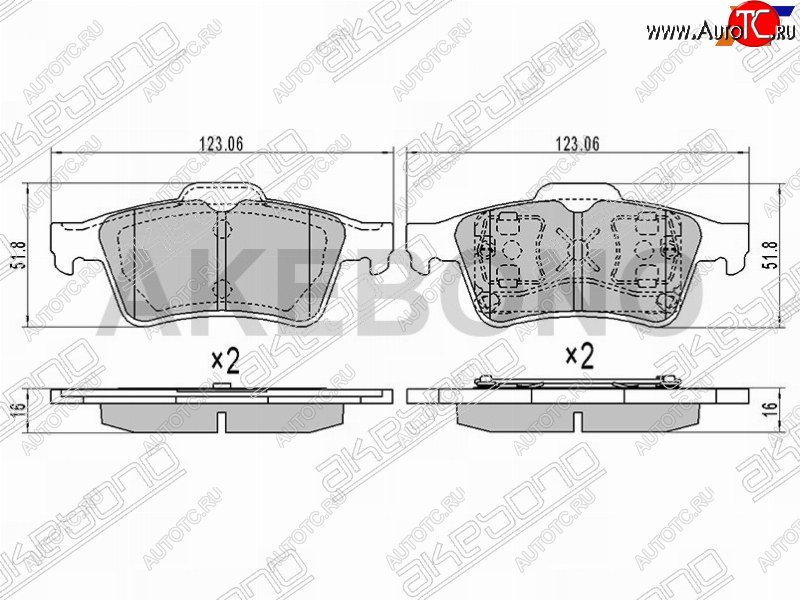 2 299 р. Колодки тормозные задние RH-LH SAT  Ford Focus (2,  3,  CEW), Mazda 3/Axela (BK,  BL)  с доставкой в г. Москва