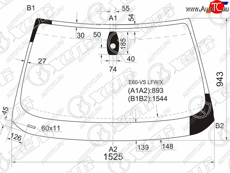 7 349 р. Стекло лобовое (Датчик дождя Круглый датчик дождя 4D SED5D WGN) XYG  BMW 5 серия ( E60,  E61) (2007-2010) седан рестайлинг, универсал рестайлинг  с доставкой в г. Москва