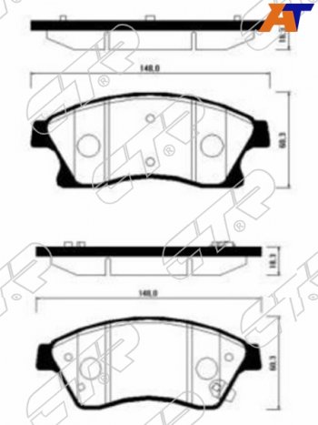 Копируемое: Колодки тормозные передние FL-FR SAT Chevrolet Cruze J300 седан дорестайлинг (2009-2012)  (диски 300 мм)