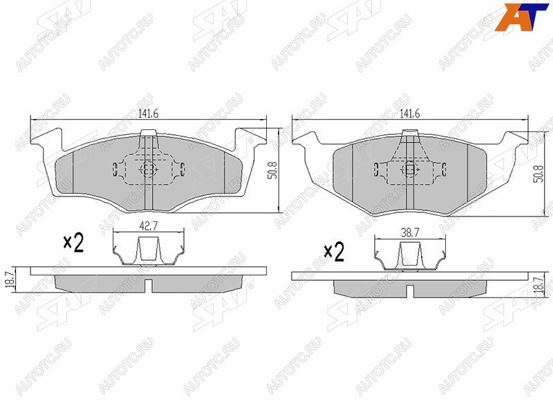 1 489 р. Колодки тормозные перед FL-FR SAT  Skoda Fabia (Mk1,  Mk2,  Mk3), Volkswagen Golf (3), Polo (9N1)  с доставкой в г. Москва