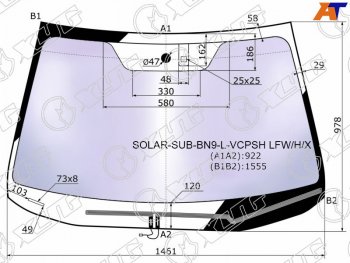 26 999 р. Стекло лобовое (Атермальное Обогрев щеток Датчик дождя) XYG Subaru Legacy BN/B15 рестайлинг седан (2017-2024)  с доставкой в г. Москва. Увеличить фотографию 2