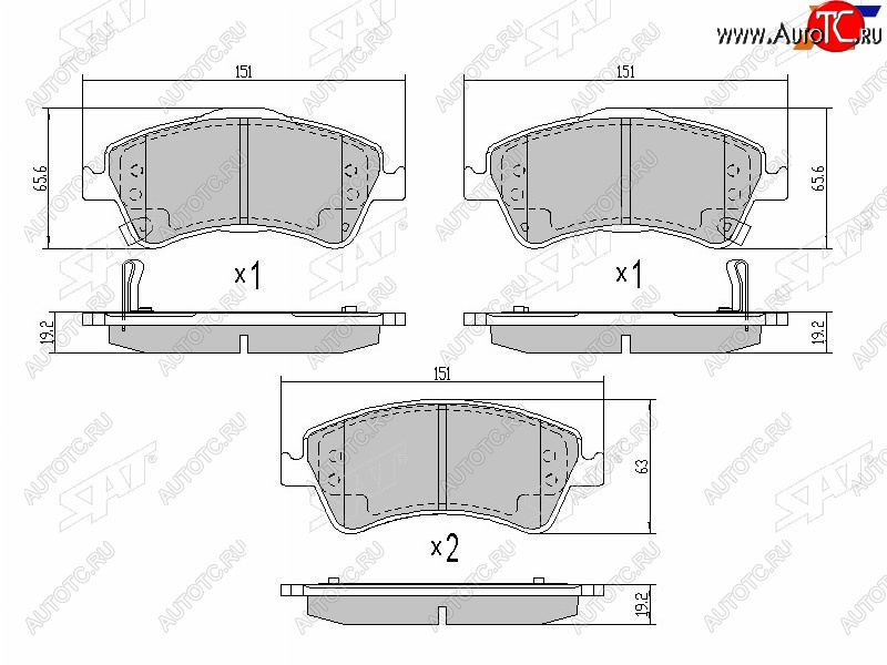 1 459 р. Колодки тормозные передние FR-FL SAT  Toyota Avensis ( T270 седан,  T270 универсал) (2008-2018) дорестайлинг, дорестайлинг, 1-ый рестайлинг, 1-ый рестайлинг, 2-ой рестайлинг, 2-ой рестайлинг  с доставкой в г. Москва