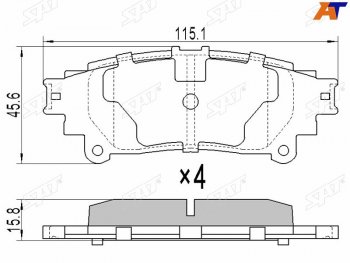 739 р. Колодки тормозные задние RH-LH SAT Lexus RX350 AL10 дорестайлинг (2008-2012)  с доставкой в г. Москва. Увеличить фотографию 1