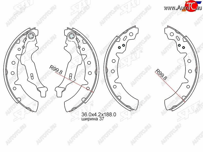 1 549 р. Колодки тормозные задние RH-LH SAT  Toyota Carina E  T190 - Corona  T190  с доставкой в г. Москва