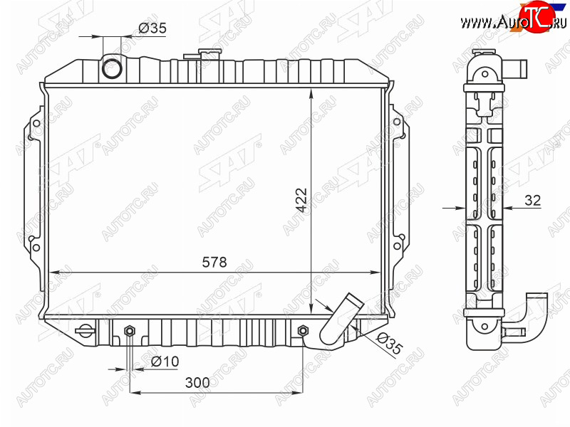 12 349 р. Радиатор охлаждающей жидкости SAT Mitsubishi Pajero 2 V30/V40 5 дв. дорестайлинг (1991-1997)  с доставкой в г. Москва