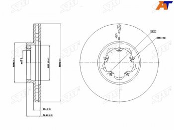 Диск тормозной передний (Ø300 mm, вентилируемый) SAT Ford Transit цельнометаллический фургон (2006-2014)