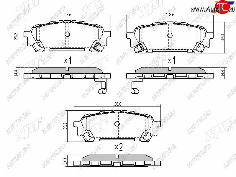 769 р. Колодки тормозные зад RH-LH SAT Subaru Forester SJ дорестайлинг (2012-2016)  с доставкой в г. Москва