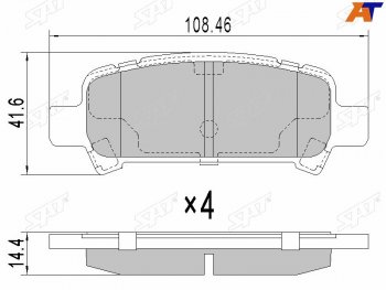 Колодки тормозные зад RH-LH SAT Subaru Forester SF рестайлинг (2000-2002)