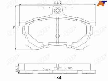 Колодки тормозные перед FR-FL SAT Mitsubishi Carisma (1999-2004)