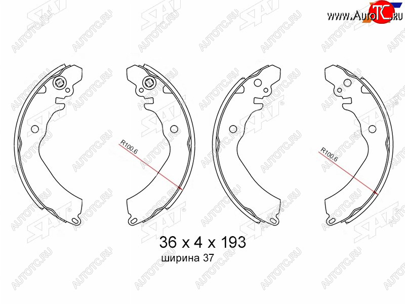 1 239 р. Колодки тормозные барабанные задние RH-LH SAT  Mitsubishi Carisma - Lancer ( 7,  8)  с доставкой в г. Москва