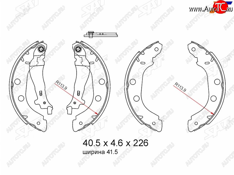 1 659 р. Колодки тормозные барабанные задние RH-LH SAT Renault Kangoo KC 1- дорестайлинг (1997-2003)  с доставкой в г. Москва