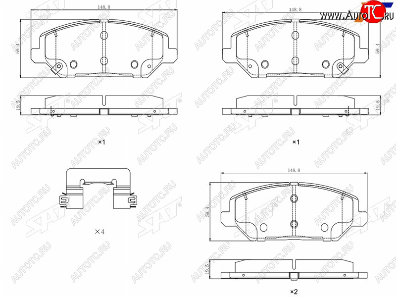 2 259 р. Колодки тормозные передние FR-FL SAT  Hyundai I30 FD универсал рестайлинг (2010-2012)  с доставкой в г. Москва