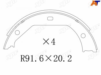 1 189 р. Колодки тормозные барабанные задние RH-LH SAT BMW 3 серия E90 седан дорестайлинг (2004-2008)  с доставкой в г. Москва. Увеличить фотографию 1