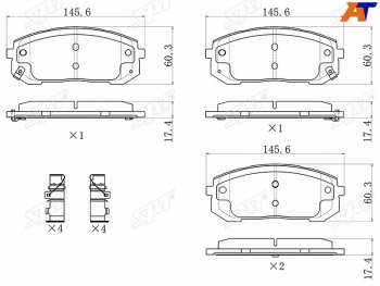 1 069 р. Колодки тормозные передние FR-FL SAT  Hyundai Sonata DN8 (2019-2022)  с доставкой в г. Москва. Увеличить фотографию 1