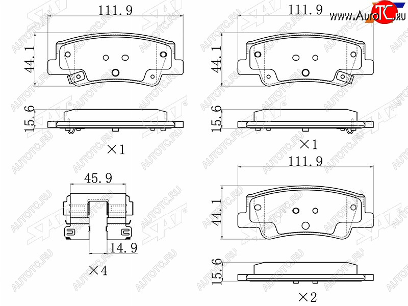 1 189 р. Колодки тормозные задние LH-RH SAT  Hyundai Sonata  DN8 (2019-2022), KIA K5  DL (2019-2022)  с доставкой в г. Москва